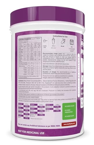 HealthyHey Nutrition Sports Whey Protein Concentrate, Strawberry