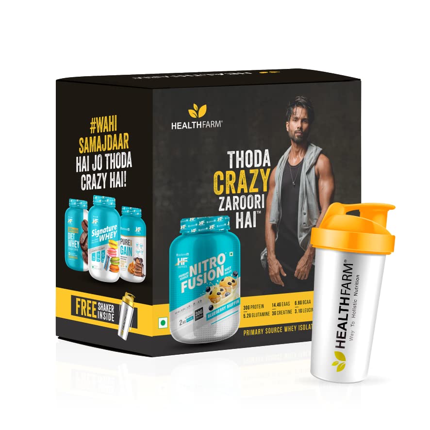 HF Series Nitro Fusion Whey Isolate Protein with Creatine | EAA and glutamine | 30G Protein | 62 servings | Blueberry Muffin