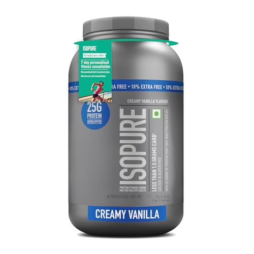 Isopure 25g Protein from 100% Whey Protein Isolate, Low Carbs, Lactose-Free, Gluten-Free, Creamy Vanilla