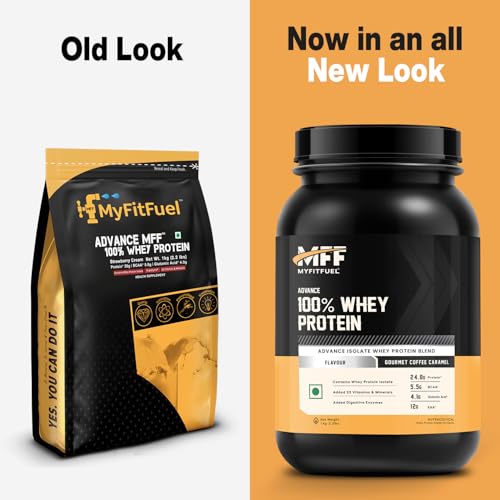 MyFitFuel Advance MFF 100% Whey Protein Powder, Whey With Digestive Enzymes and Multi Vitamins, 28 Servings, Chocolate Fudge