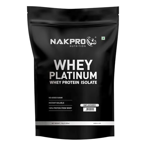 Nakpro Platinum Whey Protein Isolate 90% Protein Powder | 31g Protein | 7g BCAA | Unflavoured