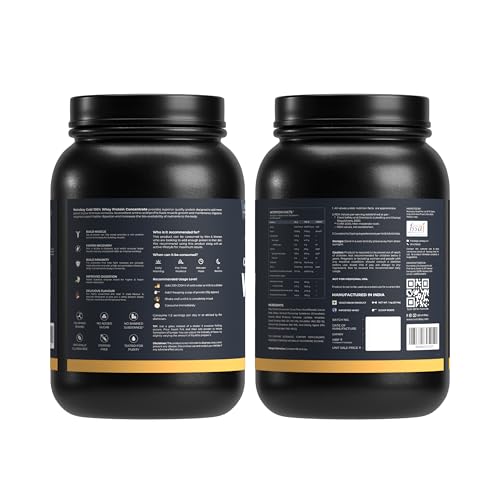Nutrabay Gold 100% Whey Protein Concentrate with Digestive Enzymes | 25g Protein | Rich Chocolate Cream