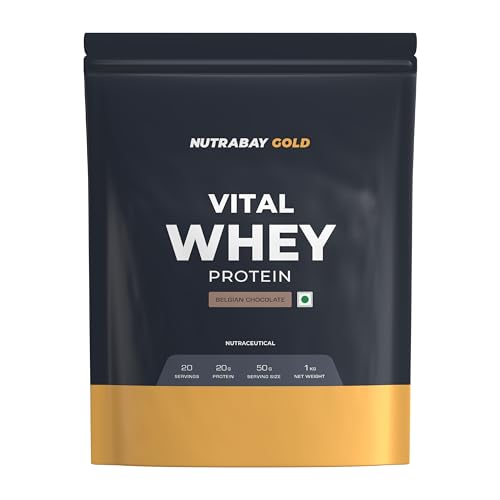Nutrabay Gold Vital Whey Protein | 20 Serving | 20g Protein | Belgian Chocolate Flavour