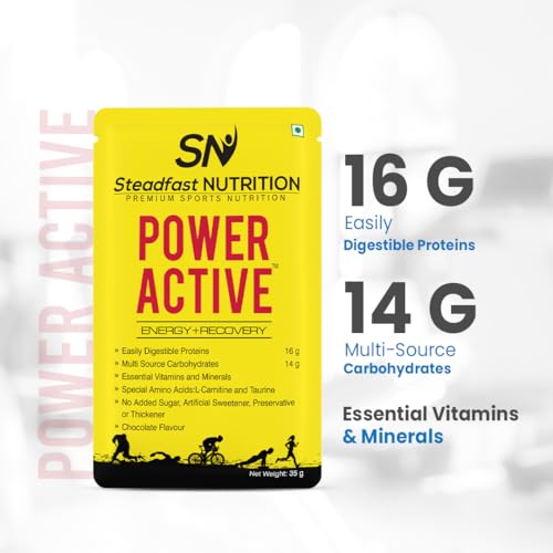 Steadfast Nutrition Power Active Whey Protein Concentrate 35g per Sachet | Chocolate Flavour | Pack of 6 Sachets