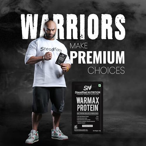 Steadfast Nutrition Warmax Whey Isolate and Hydrolysate Protein Powder | 32g Protein with L Carnitine | EAAs | BCAAs and Rose Hip Extract | Chocolate