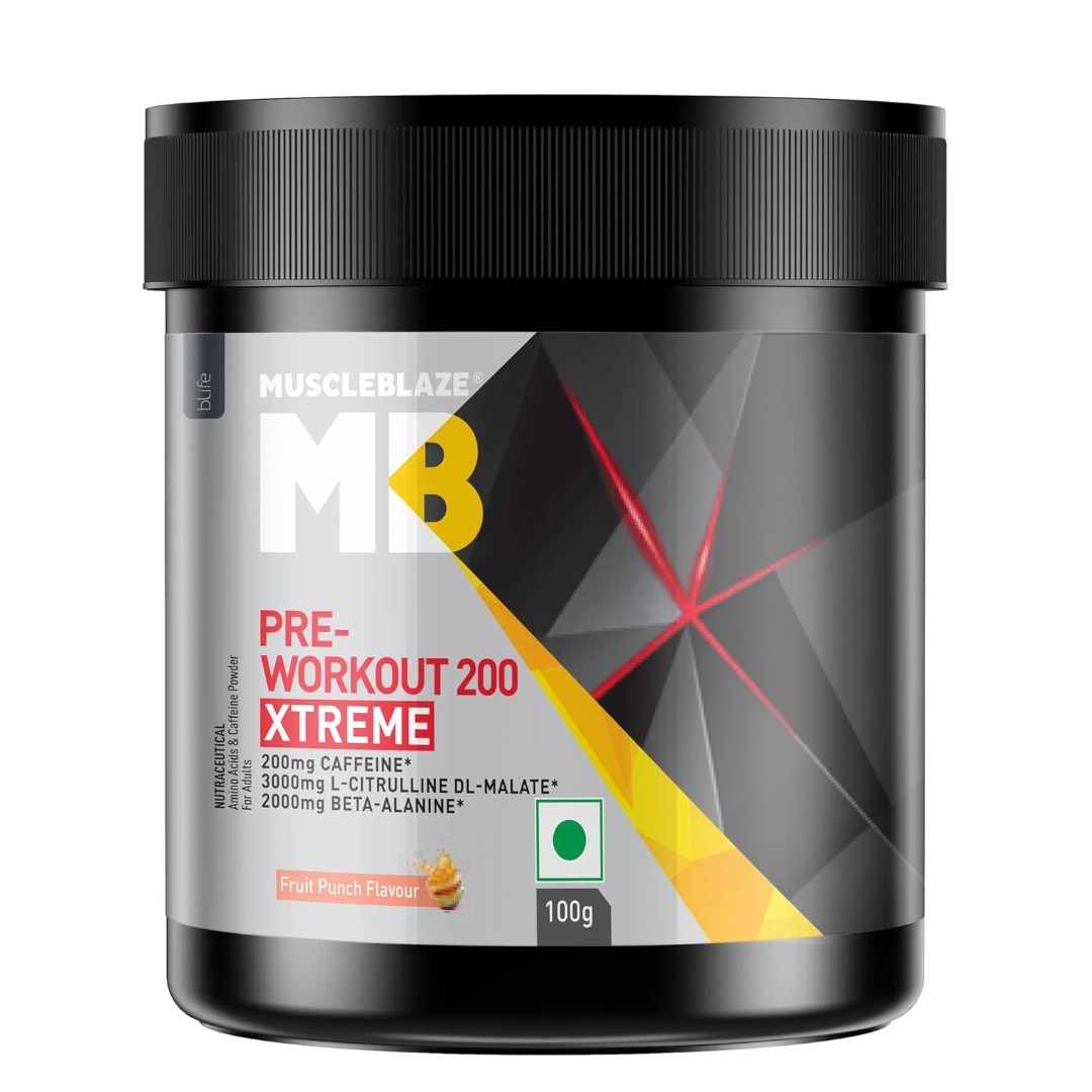 MuscleBlaze Pre Workout 200 Xtreme | Fruit Punch