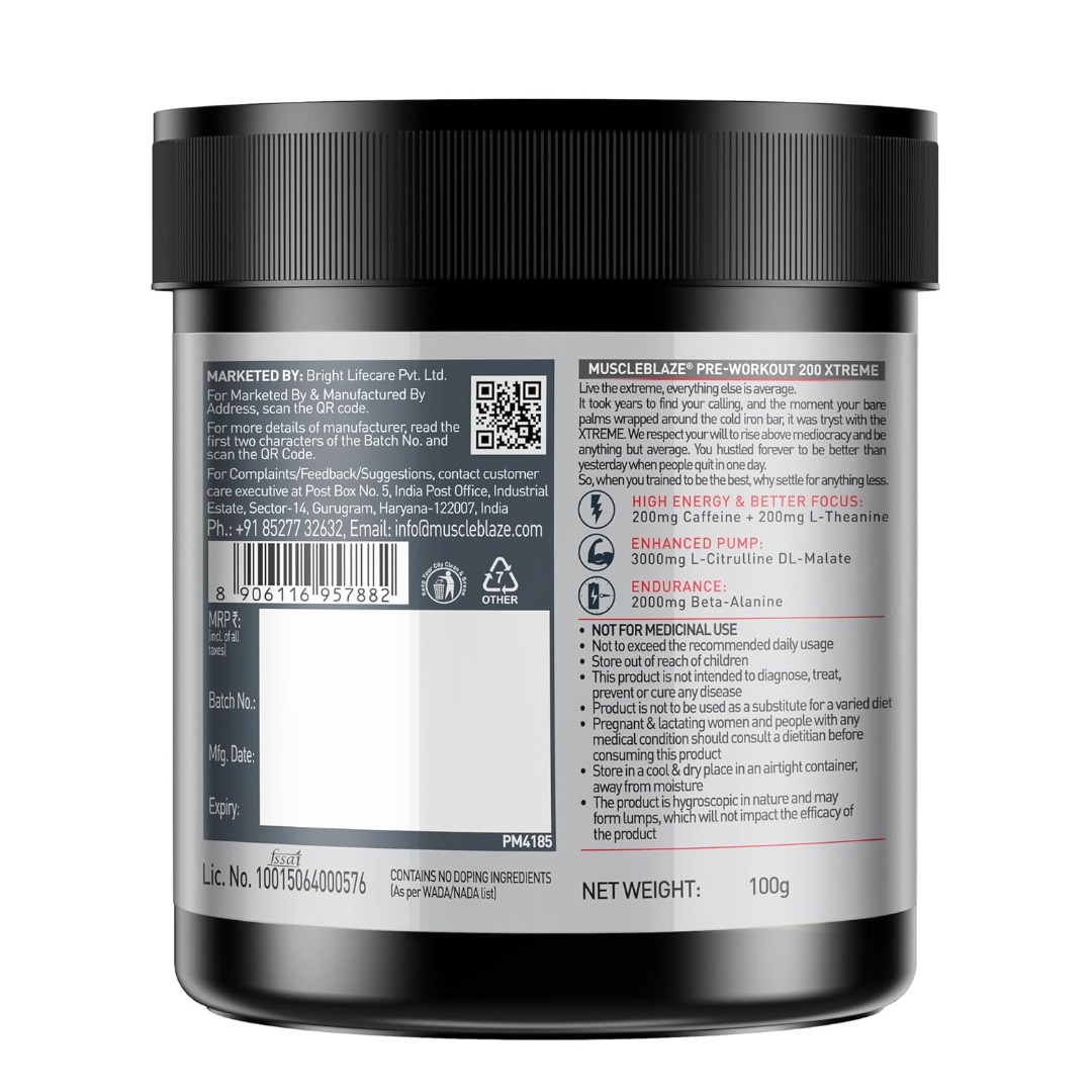 MuscleBlaze Pre Workout 200 Xtreme | Fruit Punch