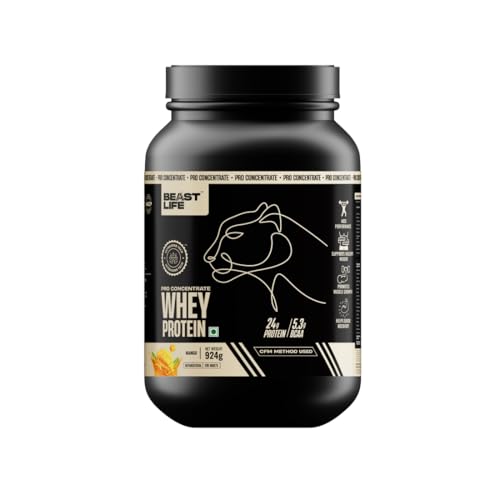BeastLife Pro Whey Protein Mango flavour 24g Protein 5.3g BCAA per scoop