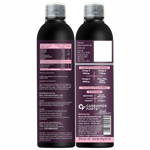 Carbamide Forte Cold Pressed Flaxseed Oil Omega 3 6 9 per Serving