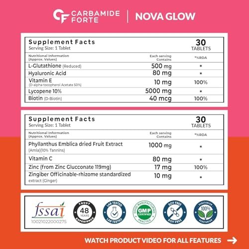 Carbamide Forte Japanese Reduced L Glutathione 500mg Tablets with Vitamin C