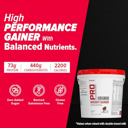GNC Pro Performance Weight Gainer | 73g Protein | 440g Carbs | 2200 Calories | Muscle Gain | Double Chocolate