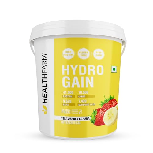 Healthfarm Hydro Gain Mass Gainer Protein Powder | Strawberry Banana