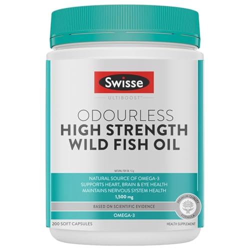 Swisse Ultiboost Odourless High Strength Wild Fish Oil | 1500mg Omega 3 | Heart | Brain and Joints