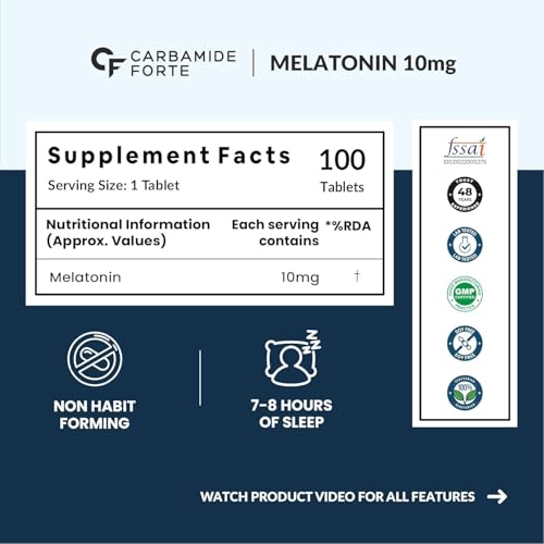 Carbamide Forte Melatonin 10mg | Tagara | L-Tryptophan & Vitamin B6 | Sleep Aid | Gummies