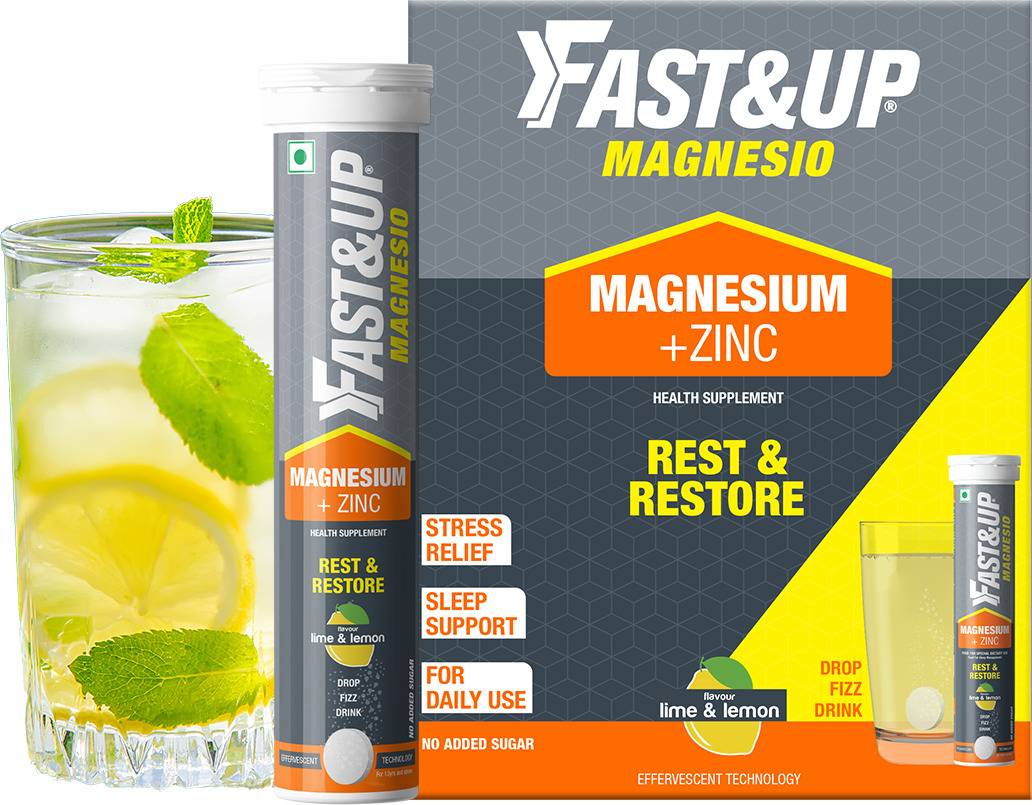 Fast&Up Magnesio Magnesium + Zinc | Anti-Stress | Muscle Recovery | Anxiety Relief | Lime Lemon