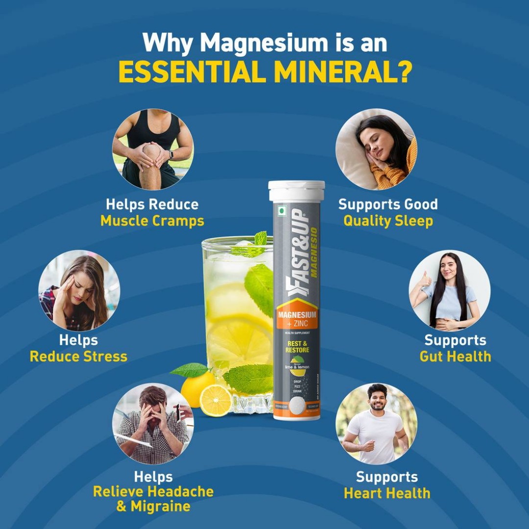 Fast&Up Magnesio Magnesium + Zinc | Anti-Stress | Muscle Recovery | Anxiety Relief | Lime Lemon