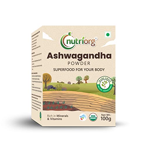 Nutriorg Certified Organic Ashwagandha Powder | 100g | Energy and Stamina
