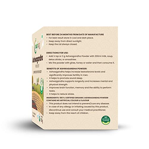 Nutriorg Certified Organic Ashwagandha Powder | 100g | Energy and Stamina