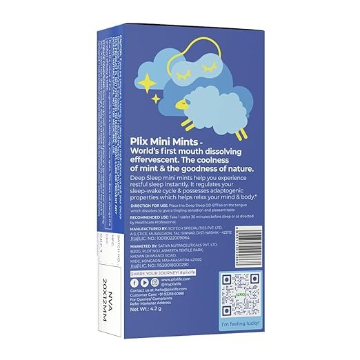 PLIX Deep Sleep | 5mg Melatonin | Oral Dissolving Mints | Jatamansi Extract | Non-Habit Forming | 30 Mints