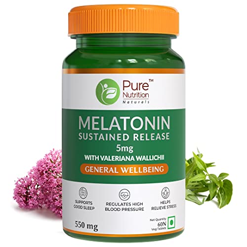 Pure Nutrition Melatonin 5mg | Sustained Release | Good Sleep Support | 60 Veg Tablets
