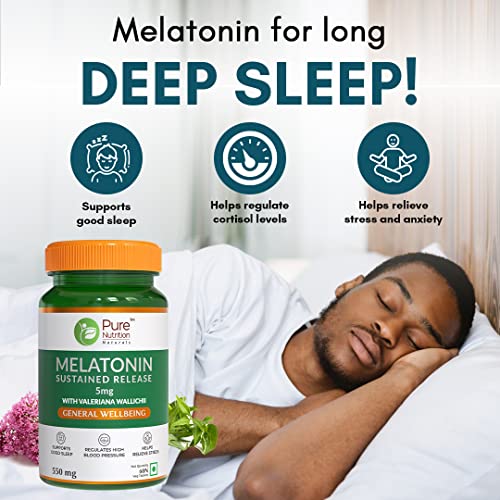 Pure Nutrition Melatonin 5mg | Sustained Release | Good Sleep Support | 60 Veg Tablets