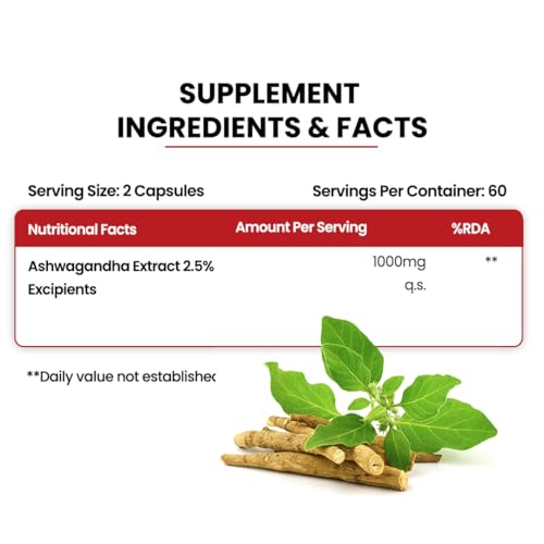 Himalayan Organics Ashwagandha 1000mg per Serving | Anxiety & Stress Relief | Energy & Endurance