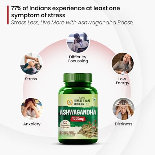 Himalayan Organics Ashwagandha 1000mg per Serving | Anxiety & Stress Relief | Energy & Endurance
