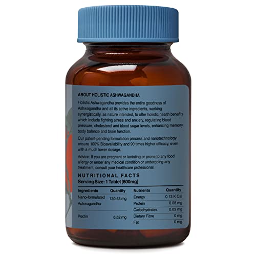 ZEROHARM Holistic Ashwagandha | 100% Water Soluble | Bioavailable | Stress Relief | 60 Tablets