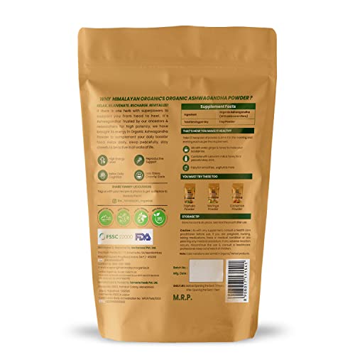 Himalayan Organics Certified Ashwagandha | Withania Somnifera | Energy and Stamina