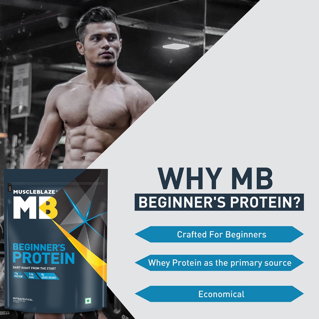 MuscleBlaze Beginner's Whey Protein | No Added Sugar | Lean Muscle | Chocolate