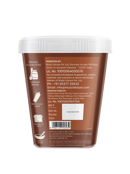 MuscleBlaze High Protein Peanut Butter | Pea & Whey Protein | 30g Protein | Dark Chocolate | Crunchy