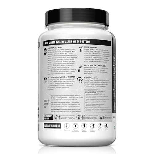 Avvatar Alpha Whey Protein | Isolate and Concentrate Blend | 27g Protein | Fresh Cow Milk | Lean Muscle | Belgian Chocolate