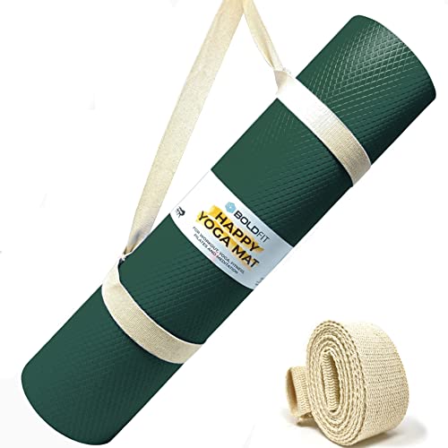 Boldfit Yoga Mat | EVA Material | Anti-Slip | 4mm | Exercise and Gym | Strap Included | Black
