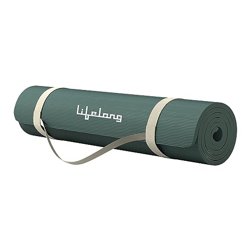 Lifelong EVA Anti-Slip Yoga Mat | Strap | 4mm | Exercise and Gym | Green