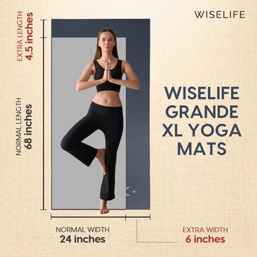 WiseLife Grande XL Yoga Mat | Anti-Slip | Anti-Tear | 6mm | Strap | Men and Women