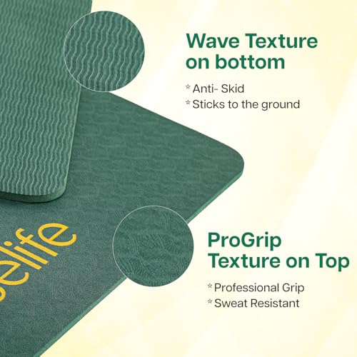 WiseLife Tru Alignment Yoga Mat | Pro Balance TPE | Extra Thick and Long | Strap | 6mm | Grey