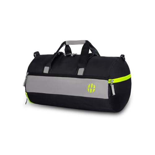 Harissons Trinity Gym Duffel Bag | Shoe Compartment | Unisex | Black and Green | 28L