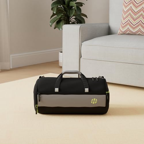 Harissons Trinity Gym Duffel Bag | Shoe Compartment | Unisex | Black and Green | 28L