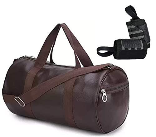 Raizex Expandable Gym Duffel Bag | PU Leather | Shoulder Bag | Wrist Support Band Combo