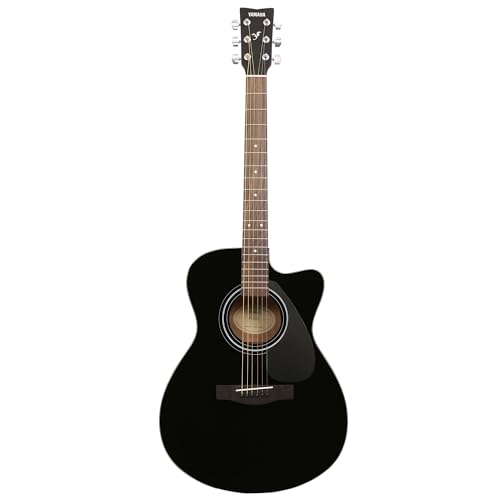 Yamaha FS80C Spruce Concert Cutaway Acoustic Guitar | Black | Padded Bag and Accessories Combo