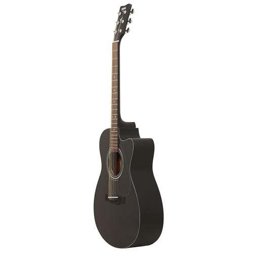 Yamaha FS80C Spruce Concert Cutaway Acoustic Guitar | Black | Padded Bag and Accessories Combo