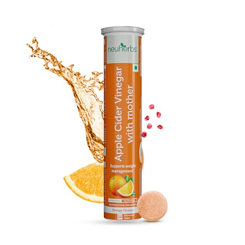 Neuherbs Apple Cider Vinegar with Mother Effervescent | Antioxidants | Weight Management | Orange