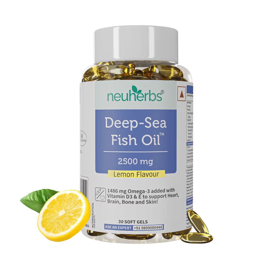 Neuherbs Deep Sea Omega-3 Triple Strength | 2500mg | EPA 892mg & DHA 594mg | Fish Oil