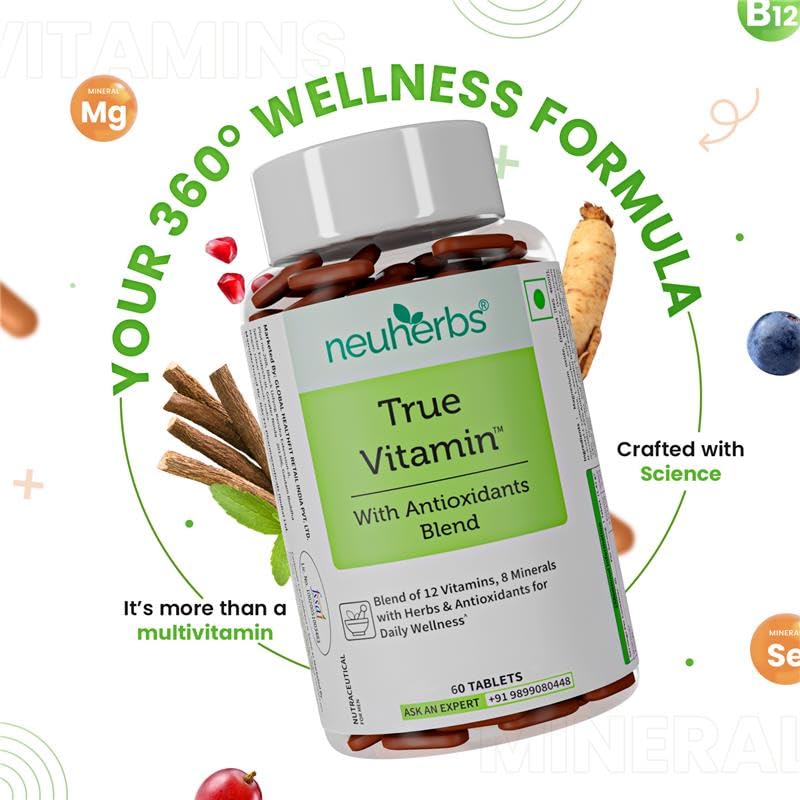 Neuherbs True Vitamin Women Multivitamin | Plant-Based D3 | Antioxidant Blend | Skin & Wellness