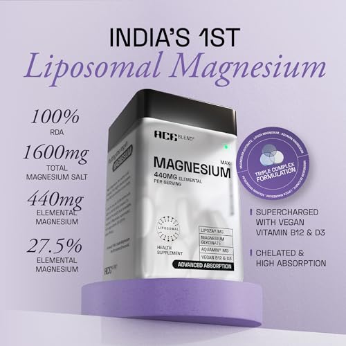 Ace Blend Max Magnesium Glycinate 440mg | Liposomal | AquaMin | Calcium | Vitamin B12 & D3