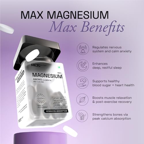 Ace Blend Max Magnesium Glycinate 440mg | Liposomal | AquaMin | Calcium | Vitamin B12 & D3