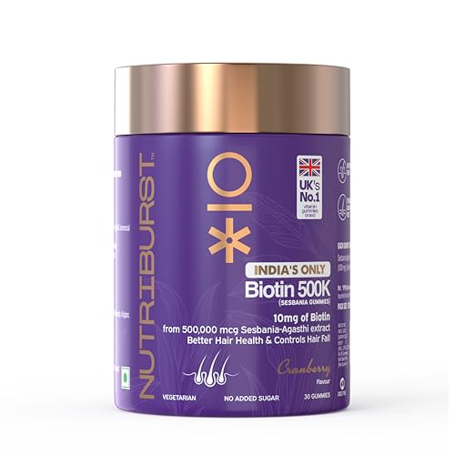 Nutriburst 10Mg Biotin 500K Hair Gummies For Stronger & Shinier Hair