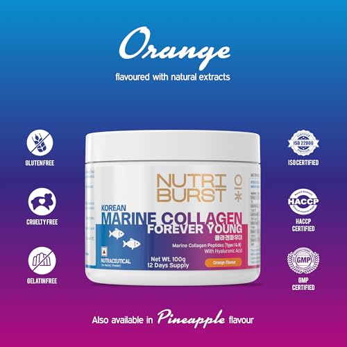 Nutriburst Korean Marine Collagen Peptides Supplement For Skin, Hair, Nails & Joints -Pineapple