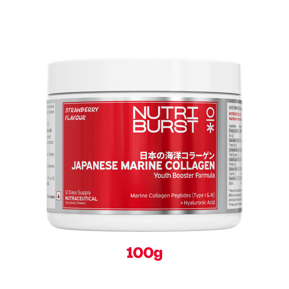 Nutriburst Pure Japanese Marine Collagen Peptides Supplement (Strawberry)