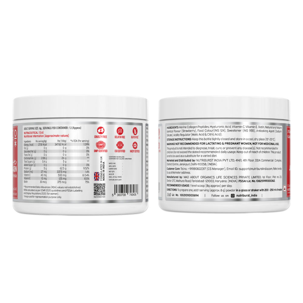 Nutriburst Pure Japanese Marine Collagen Peptides Supplement (Strawberry)